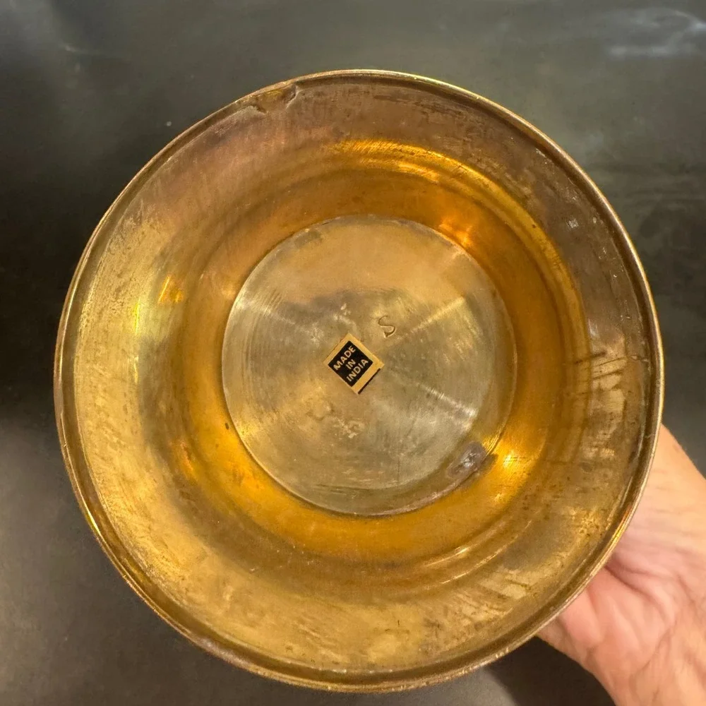 Vintage Brass Vase Home Decor 7in Gold Ginger Jar Urn Made in India B-116